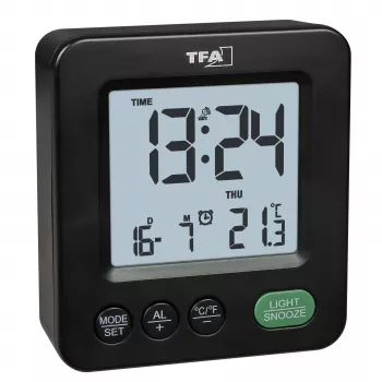 TFA Dostmann 60.2567.01 Radio-Controlled Alarm Clock Black