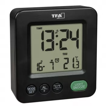 TFA Dostmann 60.2567.01 Radio-Controlled Alarm Clock Black