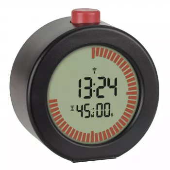 TFA Dostmann 60.2569.01 radioväckarklocka, stor display, timer, svart/röd