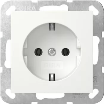 Gira System 55 Schuko-uttag med lock, renvit 418003