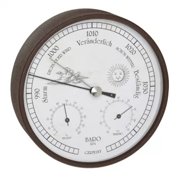 TFA Dostmann 20.2027.08 analog väderstation med barometer, termometer och hygrometer, vit urtavla, mässingsring, väggmonterbar