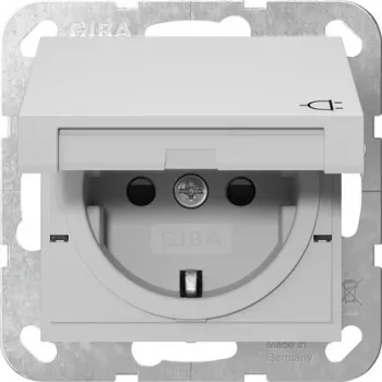 Gira System 55 SCHUKO-uttag med lock, grå 4414015