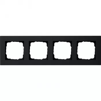 Gira E2 täckram 4-fack svart matt platt design 0214095
