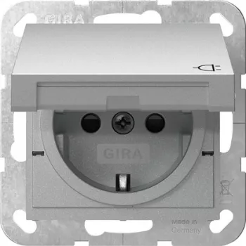 GIRA 441426 SCHUKO-uttag med lock och låsning, System 55, renvit glansig