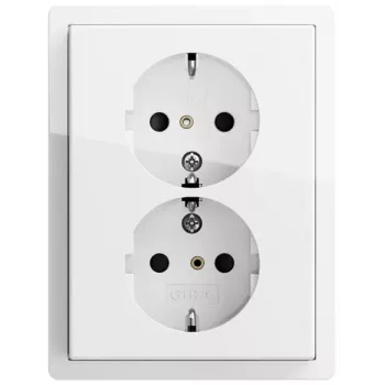 Gira Schuko-uttag 2-fack renvit glansig 0783112