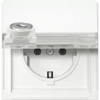 Gira 446766 SCHUKO-uttag med nyckelbrytare, olika låsning, 16 A, 250 V, infälld, renvit glansig