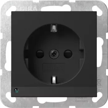 Gira 4170005 SCHUKO-uttag med LED-orienteringsljus och ljussensor, System 3000, renvit glansig