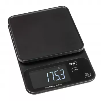 TFA Dostmann COOKIE digital köksvåg 5 kg kapacitet 1 g noggrannhet med mätskål svart 50.2009.01