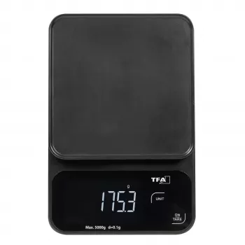 TFA Dostmann COOKIE digital köksvåg 5 kg kapacitet 1 g noggrannhet med mätskål svart 50.2009.01