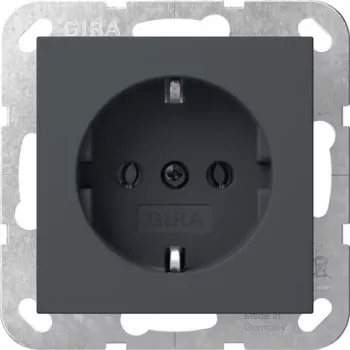 Gira System 55 SCHUKO uttag med klafflock antracit 418028