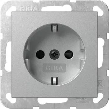 Gira SCHUKO uttag med LED-orienteringsljus och shutter renvit 475526