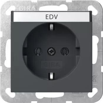 Gira 445728 SCHUKO uttag med klafflock System 55 antracit