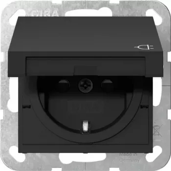 Gira SCHUKO uttag med klafflock och cylindlås System 55 renvit 4414005