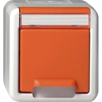 Gira SCHUKO uttag med lock, utanpåliggande, orange 4440309