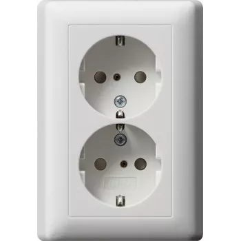 Gira System 55 Schuko uttag CEE 7/3 16 A 250 V renvit glansig klafflock 078327