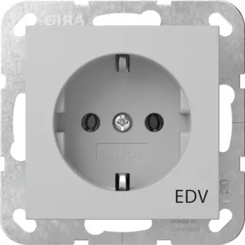 Gira 4458015 SCHUKO-uttag med datanätverkssymbol, renvit glansig