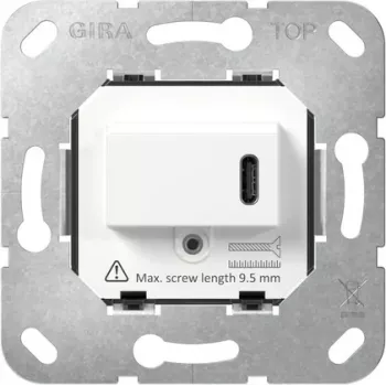 Gira SCHUKO-uttagsinsats med USB typ C PD, 16 A, 250 V, infälld, svart 236200