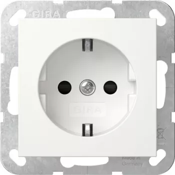GIRA 475503 SCHUKO-uttag med LED-orienteringsljus, förhöjt beröringsskydd, renvit glansig