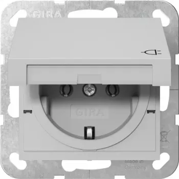 GIRA 4454015 SCHUKO-uttag med lock, System 55, grå