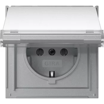 Gira TX_44 SCHUKO-uttag med lock och märkfält, renvit 441065