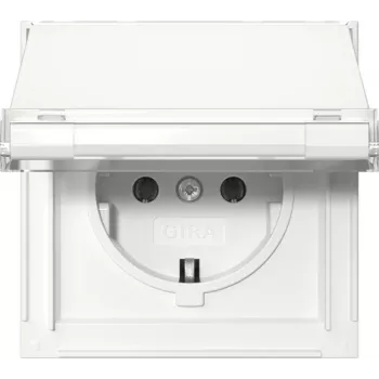 GIRA 441066 SCHUKO-uttag med lock, Gira TX_44, renvit