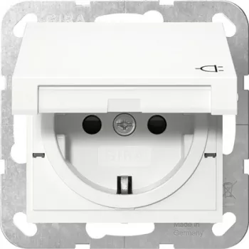 Gira 475427 SCHUKO-uttag med lock, System 55, renvit glansig