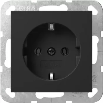 Gira System 55 SCHUKO-uttag med lock, svart 4180005