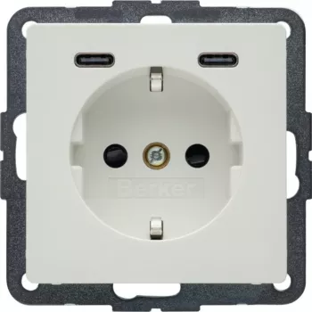 Hager Berker Q.x SCHUKO-uttag med USB-C PD 20W, polarvit 48156089