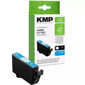 KMP cyan bläckpatron kompatibel med Canon CLI-526 C (1513,4003)