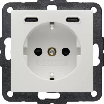Berker SCHUKO-uttag med USB-C PD 20W, S.1, polarvit glansig 48158989