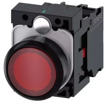 Siemens SIRIUS ACT belyst tryckknapp, komplett enhet, plast, röd, 22 mm, 1NO+1NC, 24 V AC/DC LED 3SU1102-0AB20-1CA0