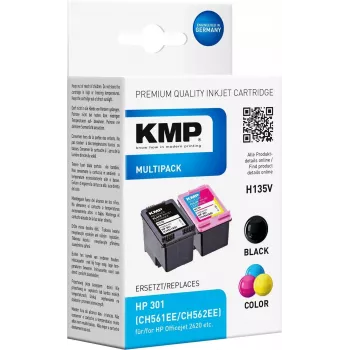 KMP MULTIPACK H135V – 2-pack bläckpatroner svart & trefärg (alternativ till HP 301XL)