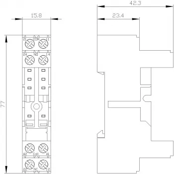 Siemens LZS:RT78725 reläsockel för 15 mm SIRIUS RT-serie reläer, skruvklämmor, DIN-skenemontering, svart