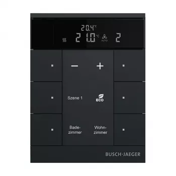 Busch-Jaeger rumstermostat 6-fack, matt svart SBR-F-6.0.11-885 (2CKA006220A0900)