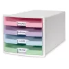 HAN IMPULS lådbox DIN A4, 4 lådor, rosa/lila/blå/grön 1013-129D