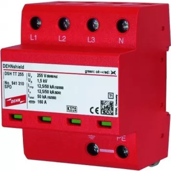 DEHN DSH TT 255 typ 2 överspänningsskydd 1+1 polig 230/400V 40kA DIN-skena 941310