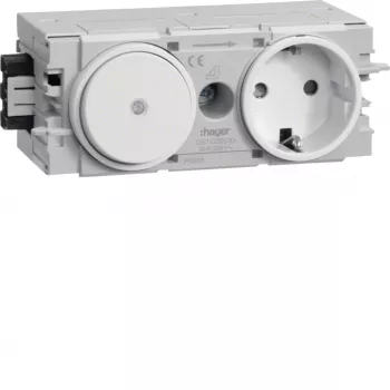 HAGER GS11009016 Schuko-uttag med växelbrytare, trafikvit