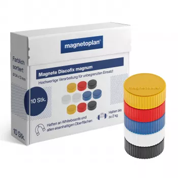 Magnetoplan Discofix Magnum blandade whiteboardmagneter, 34 mm, 10 st 1660010