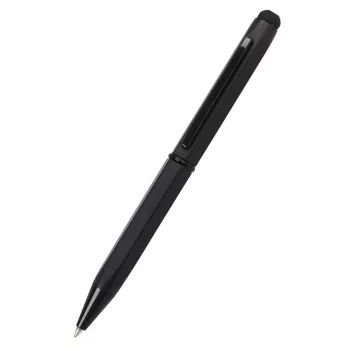 ONLINE SCHREIBGERÄTE Hexagon Stylus kulspetspenna, svart hölje, blått bläck, kapacitiv stylus, vridmekanism, medium linje 21035/3D