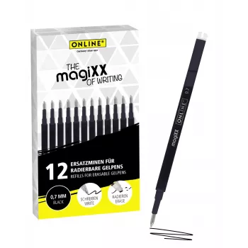 ONLINE magiXX gelpennerefiller svart 0,7 mm 12 st (40168)