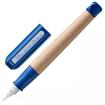 LAMY abc Blue Fountain Pen for Children, Left-Handed Nib, Ergonomic Grip, Maple Wood Barrel 1216661