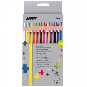 LAMY plus trekantiga färgpennor, 24-delat set i kartongetui, ergonomisk trekantform, matt yta, brottsäker refill 1222008