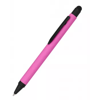 ONLINE SCHREIBGERÄTE ALU stylus kulspetspenna rosa med blått bläck, aluminiumhölje, kapacitiv stylus, tryckmekanism, påfyllningsbar, 1 st (32117/3D)