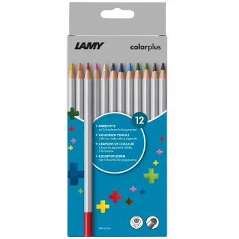 LAMY colorplus trekantiga färgpennor, 12 olika färger, ergonomisk trekantig form, matt finish, kartongetui 1233468