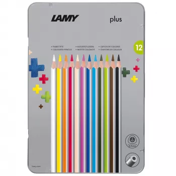 LAMY plus trekantiga färgpennor, 12-delat metalletui, ergonomisk trekantig form, matt yta, brottsäker stift 1222009