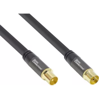 GoodConnections SmartFLEX antennkabel, IEC koaxial hane till hona, förgylld, fyrfaldigt skärmad, 120 dB, svart, 7,5 m (GC-M2056)