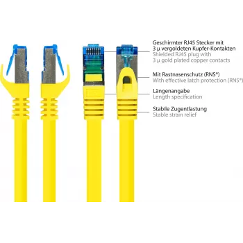 Good Connections RNS® Cat. 6A S/FTP patchkabel med Snagless Boot, halogenfri, gul, 20 m 8060-H200Y