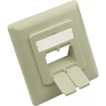 GoodConnections centrumplatta 50x50 mm med täckram 80x80 mm för nätverksuttag, pärlvit RAL1013 (GC-N0154)