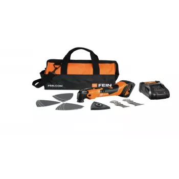 Fein AMM 500 Plus batteridrivet oscillerande multitool-set med 2x 18V 4Ah batterier, ALG 80 snabbladdare, StarlockPlus, QuickIN, antivibration, i väska 71293870000