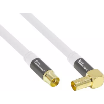 Good Connections GC-M2070 SmartFLEX TV-vinkelantennkabel - 30 m - IEC koaxial vinkelkontakt till uttag - fyrdubbelt skärmad 120dB 75 Ohm - förgyllda anslutningar - vit
